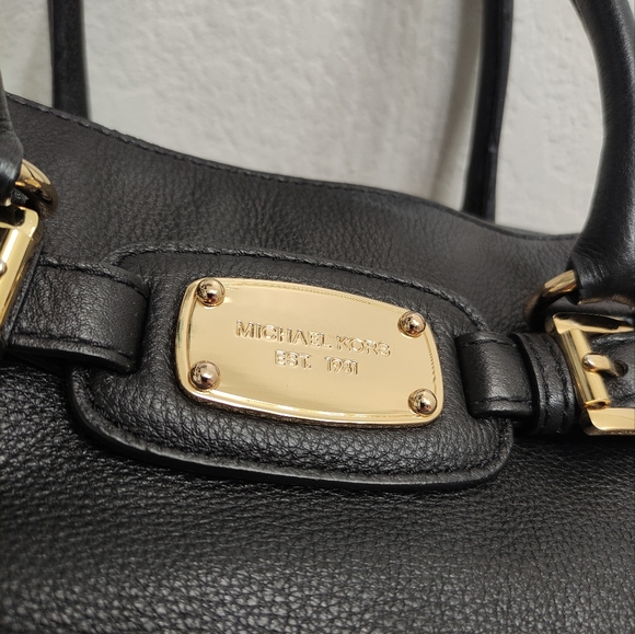 MICHAEL KORS Hamilton Black Large Leather Tote Shoulder Bag - Picture 3 of 15